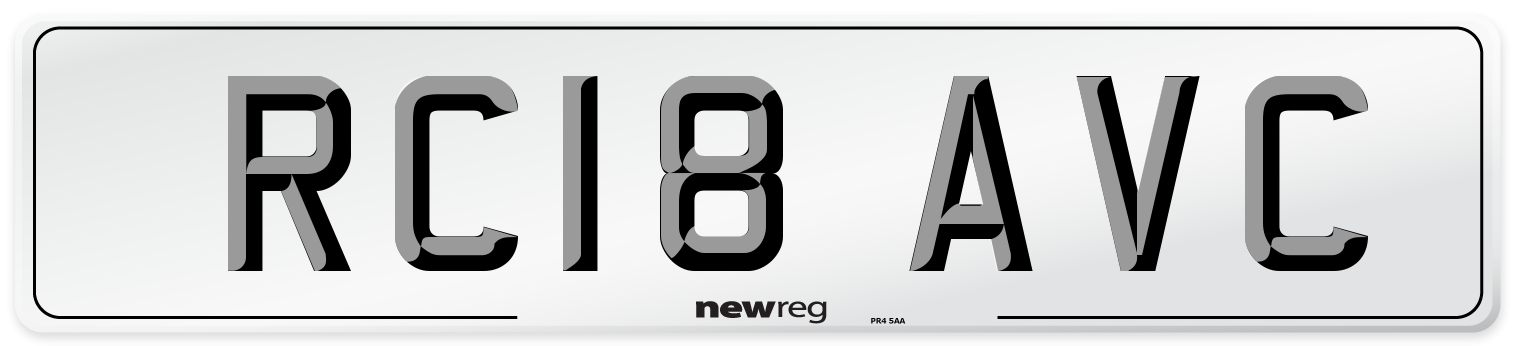 RC18 AVC Number Plate from New Reg